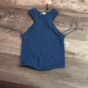 Blue cross neck tank top
